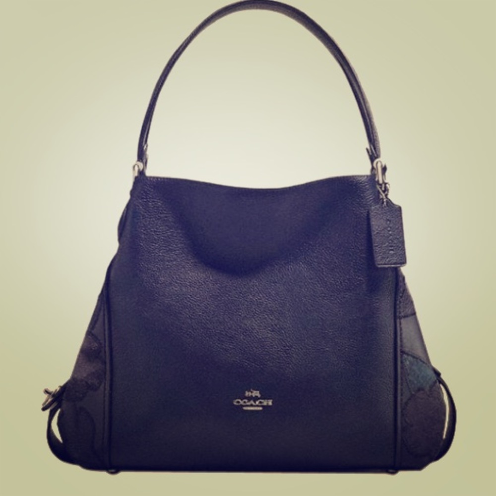 Coach Edie tea rose suede and leather bag